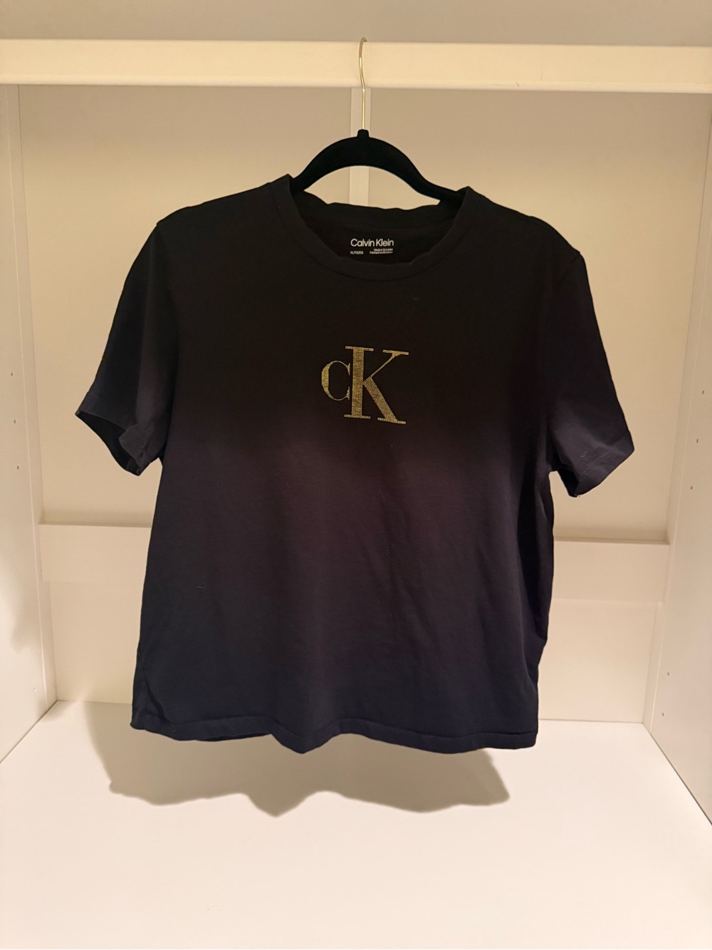 Calvin Klein Black Tee with Gold CK Monogram